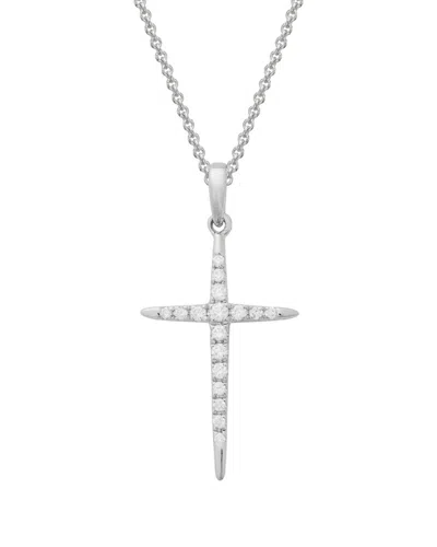 Diamond Select Cuts 14k Diamond Cross Necklace 0.11 Ct. In Transparent