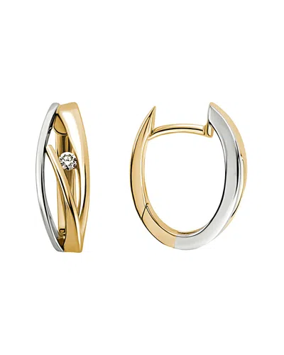 Diamond Select Cuts 14k Diamond Earrings Two-tone 0.06 Ct. In Brown