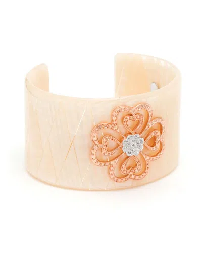 Diamond Select Cuts 14k Over Silver 0.05 Ct. Tw. Diamond Filigree Bangle Bracelet In Gold