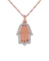Diamond Select Cuts 14k Rose Gold 0.14 Ct. Tw. Diamond Hamsa Necklace
