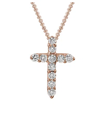 Diamond Select Cuts 14k Rose Gold 0.26 Ct. Tw. Diamond Cross Necklace