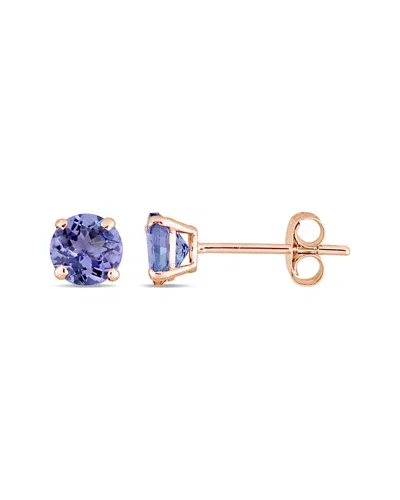 Diamond Select Cuts 14k Rose Gold 1.08 Ct. Tw. Tanzanite Studs In Purple