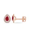 Diamond Select Cuts 14k Rose Gold 1.09 Ct. Tw. Diamond & Ruby Earrings