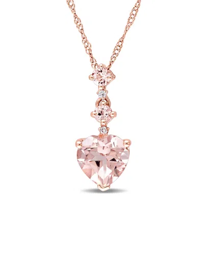 Diamond Select Cuts 14k Rose Gold 1.25 Ct. Tw. Diamond Morganite Necklace