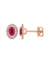 Diamond Select Cuts 14k Rose Gold 1.38 Ct. Tw. Diamond & Ruby Earrings