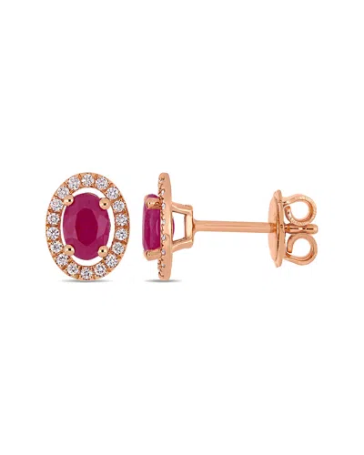 DIAMOND SELECT CUTS 14K ROSE GOLD 1.38 CT. TW. DIAMOND & RUBY EARRINGS