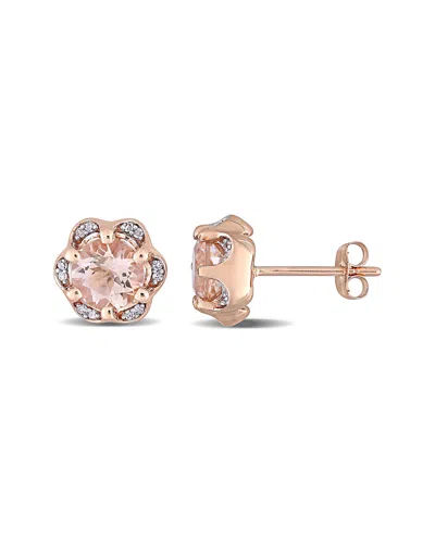 Diamond Select Cuts 14k Rose Gold 1.77 Ct. Tw. Diamond Morganite Studs