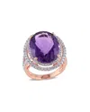 Diamond Select Cuts 14k Rose Gold 20.28 Ct. Tw. Diamond & Amethyst Ring