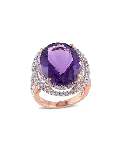 DIAMOND SELECT CUTS 14K ROSE GOLD 20.28 CT. TW. DIAMOND & AMETHYST RING