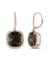 Diamond Select Cuts 14k Rose Gold 22.91 Ct. Tw. Diamond & Smokey Quartz Earrings