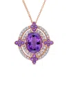 Diamond Select Cuts 14k Rose Gold 5.55 Ct. Tw. Diamond & African Amethyst Necklace
