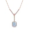 Diamond Select Cuts 14k Rose Gold 6.13 Ct. Tw. Diamond & Aquamarine Necklace