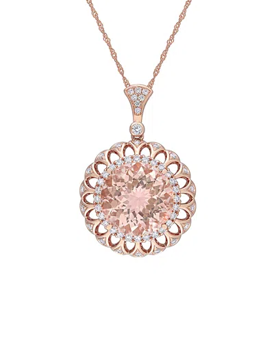 Diamond Select Cuts 14k Rose Gold 9.71 Ct. Tw. Diamond & Morganite Necklace