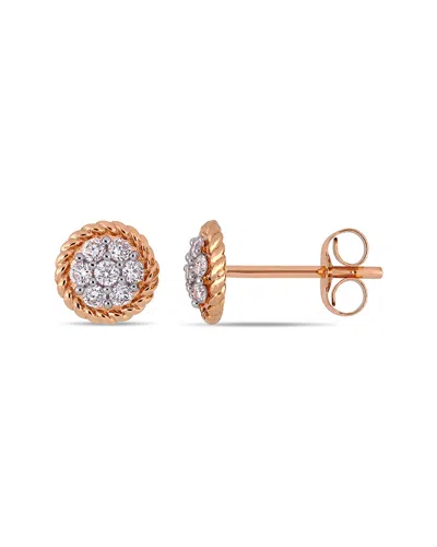 Diamond Select Cuts 14k Rose Gold & Rhodium 0.22 Ct. Tw. Diamond Floral Earrings