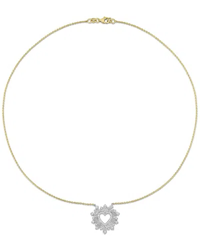 Diamond Select Cuts 14k Two-tone 0.51 Ct. Tw. Diamond Halo Heart Necklace