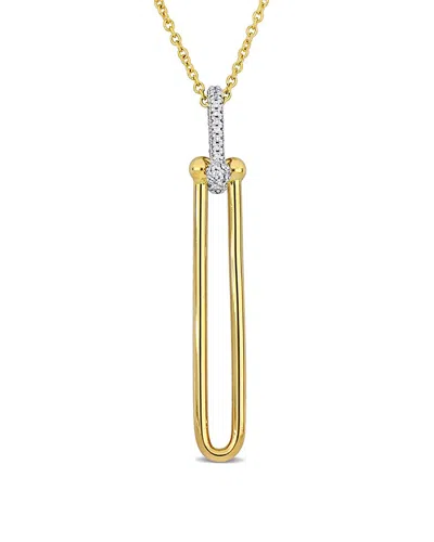 Diamond Select Cuts 14k Two-tone 0.61 Ct. Tw. Diamond Paperclip Pendant  Necklace