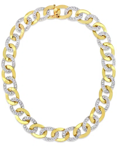 Diamond Select Cuts 14k Two-tone 11.36 Ct. Tw. Diamond Curb Link Necklace In Gold