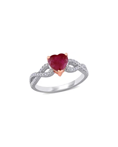 Diamond Select Cuts 14k Two-tone 1.95 Ct. Tw. Diamond & Ruby Ring In Metallic