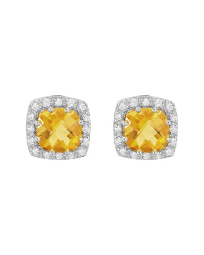 Diamond Select Cuts 14k Two-tone Diamond .16 Ct. & Citrine Earrings In Gold