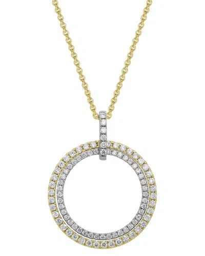 Diamond Select Cuts 14k Two-tone 0.48 Ct. Tw. Diamond Open Circle Necklace In Gold