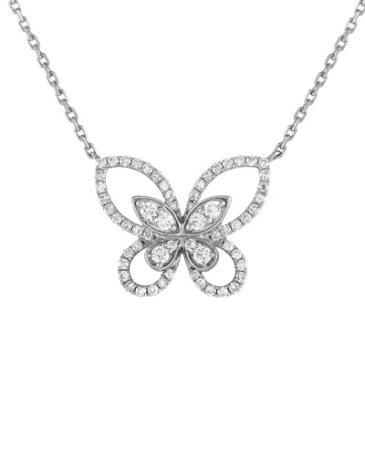 Diamond Select Cuts 18k 0.46 Ct. Tw. Diamond Butterfly Necklace In Metallic