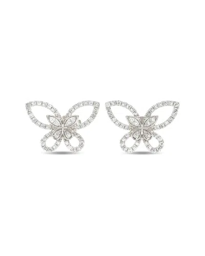 Diamond Select Cuts 18k 0.75 Ct. Tw. Diamond Butterfly Earrings In Metallic