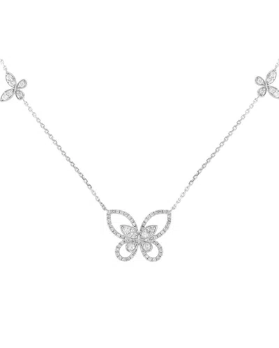 Diamond Select Cuts 18k 0.86 Ct. Tw. Diamond Butterfly Necklace In Metallic