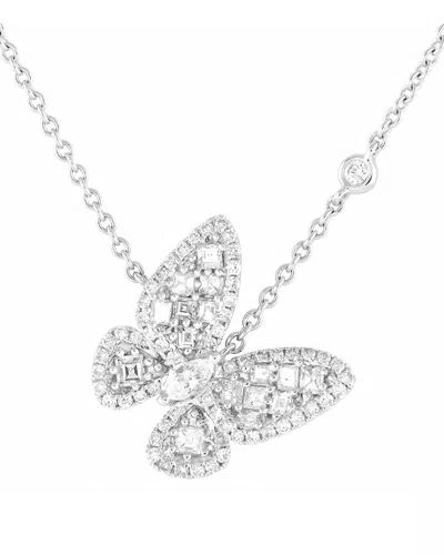 Diamond Select Cuts 18k 0.90 Ct. Tw. Diamond Butterfly Necklace In Metallic