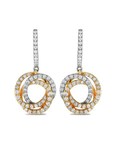 Diamond Select Cuts 18k Two-tone 1.00 Ct. Tw. Diamond Earrings In Gold