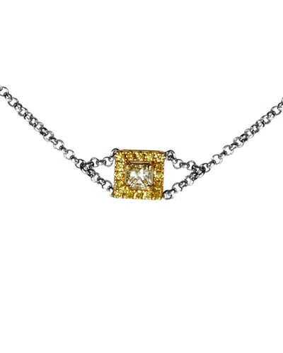 Diamond Select Cuts 18k Two-tone 1.40 Ct. Tw. Diamond Pendant Bracelet In Metallic