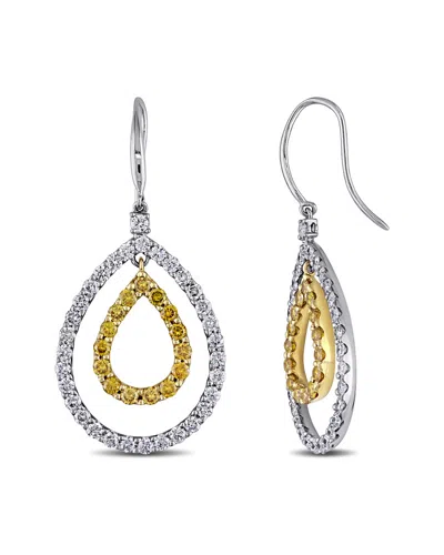 Diamond Select Cuts 18k Two-tone 3.61 Ct. Tw. Yellow & White Diamond Earrings In Burgundy