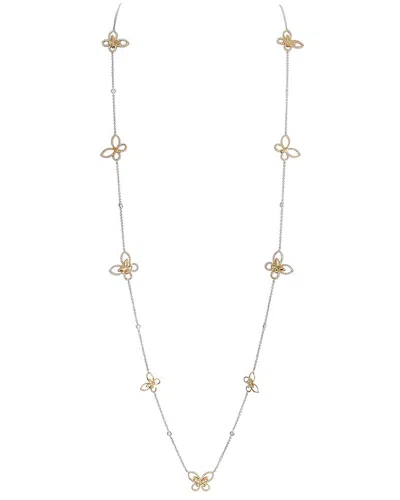 Diamond Select Cuts 18k Two-tone 5.00 Ct. Tw. Diamond Long Butterfly Necklace