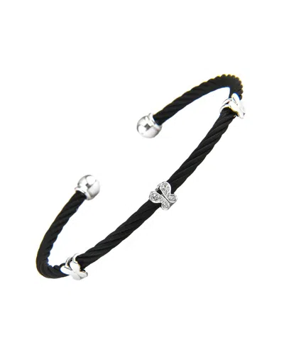 DIAMOND SELECT CUTS BUTTERFLY 14K & STAINLESS STEEL 0.01 CT. TW. DIAMOND BANGLE BRACELET
