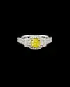 Diamond Select Cuts Certified 18k 1.72 Ct. Tw. Natural Fancy Intense Yellow & White Diamond Ring In White