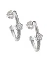 Diamond Select Cuts Clover Silver & Stainless Steel 0.04 Ct. Tw. Diamond Earrings