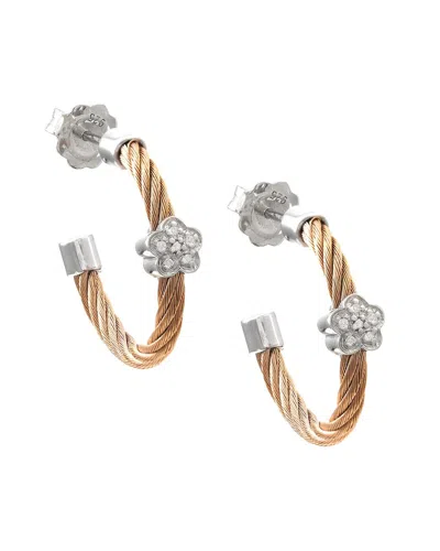 Diamond Select Cuts Clover Silver & Stainless Steel 0.04 Ct. Tw. Diamond Earrings