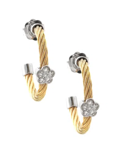 Diamond Select Cuts Clover Silver & Stainless Steel 0.04 Ct. Tw. Diamond Earrings