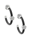 Diamond Select Cuts Clover Silver & Stainless Steel 0.04 Ct. Tw. Diamond Earrings