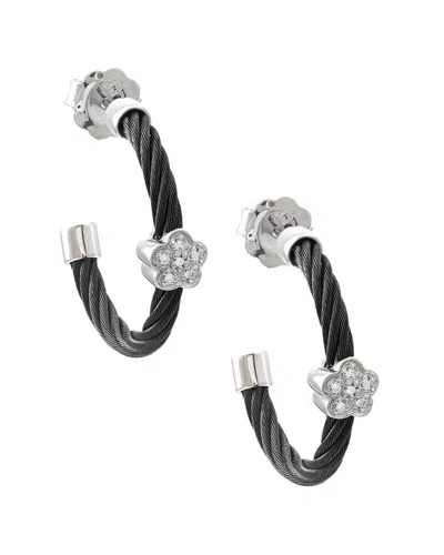 DIAMOND SELECT CUTS CLOVER SILVER & STAINLESS STEEL 0.04 CT. TW. DIAMOND EARRINGS