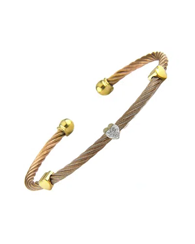 Diamond Select Cuts Heart 14k & Stainless Steel 0.01 Ct. Tw. Diamond Bangle Bracelet In Brown