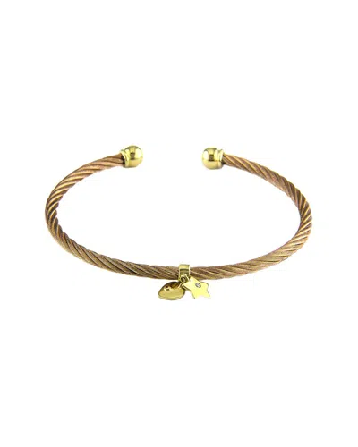 Diamond Select Cuts Heart 14k & Stainless Steel 0.02 Ct. Tw. Diamond Bangle Bracelet In Gold