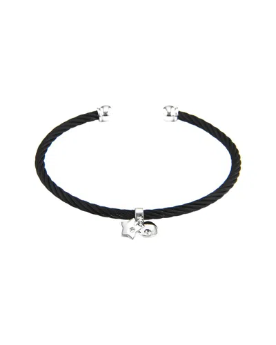 DIAMOND SELECT CUTS HEART 14K & STAINLESS STEEL 0.02 CT. TW. DIAMOND BANGLE BRACELET