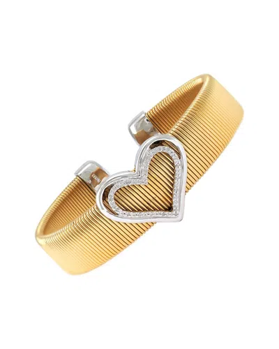 Diamond Select Cuts Heart Silver & Stainless Steel 0.06 Ct. Tw. Diamond Bangle Bracelet