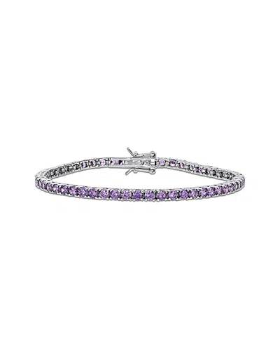 Diamond Select Cuts Silver Cz Tennis Bracelet In Blue