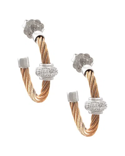 Diamond Select Cuts Rondel Silver & Stainless Steel 0.04 Ct. Tw. Diamond Earrings In Gold