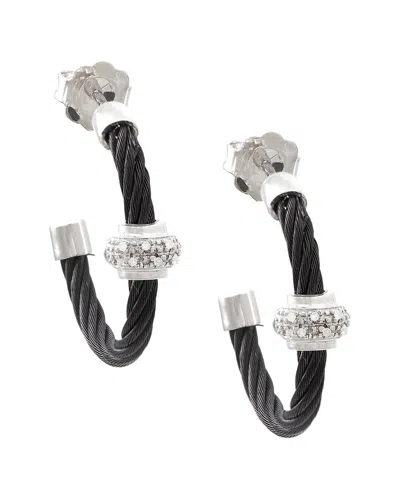 Diamond Select Cuts Rondel Silver & Stainless Steel 0.04 Ct. Tw. Diamond Earrings