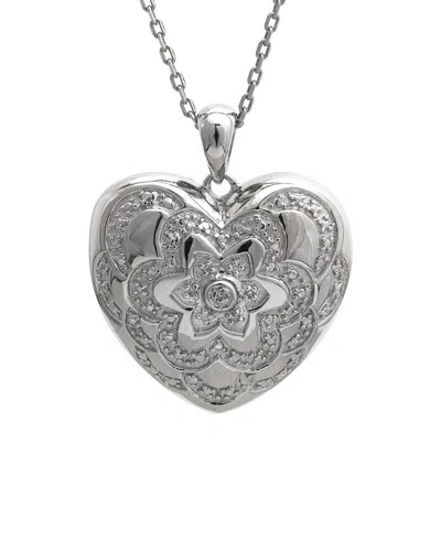 Diamond Select Cuts Silver 0.02 Ct. Tw. Diamond Locket Pendant In Metallic