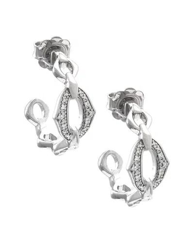 Diamond Select Cuts Silver 0.03 Ct. Tw. Diamond Earrings In Metallic