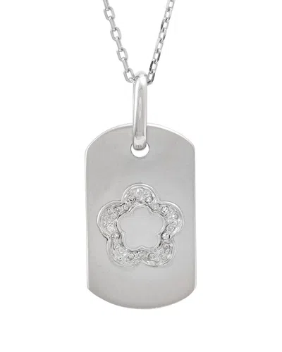 Diamond Select Cuts Silver 0.04 Ct. Tw. Diamond Flower Pendant In Metallic