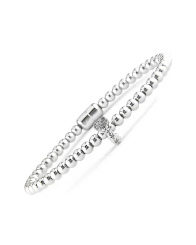 Diamond Select Cuts Silver 0.04 Ct. Tw. Diamond Key Bangle Bracelet